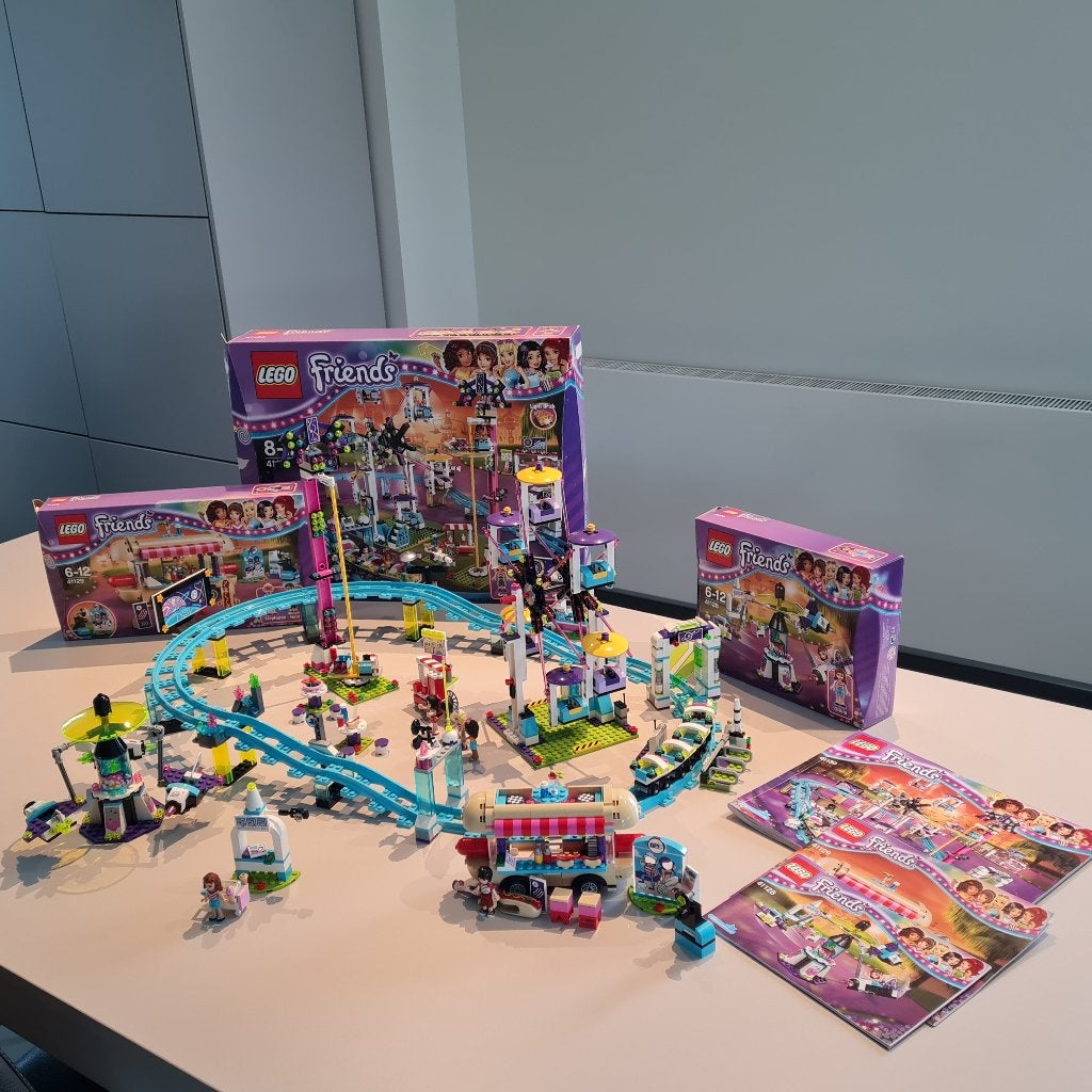 Lego Friends Pretpark achtbaan, ruimtevlucht en Hotdog wagen, Complet, Lego, Ensemble complet, Friends