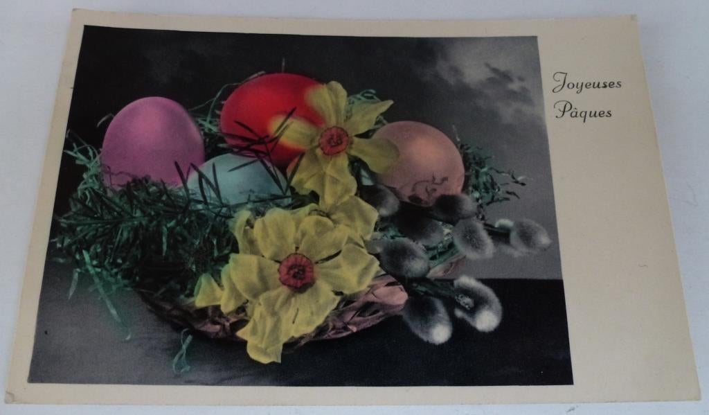 Carte postale ancienne de Pâques Joyeuses Pâques flowers, Enlèvement ou Envoi, Affranchie, (Jour de) Fête