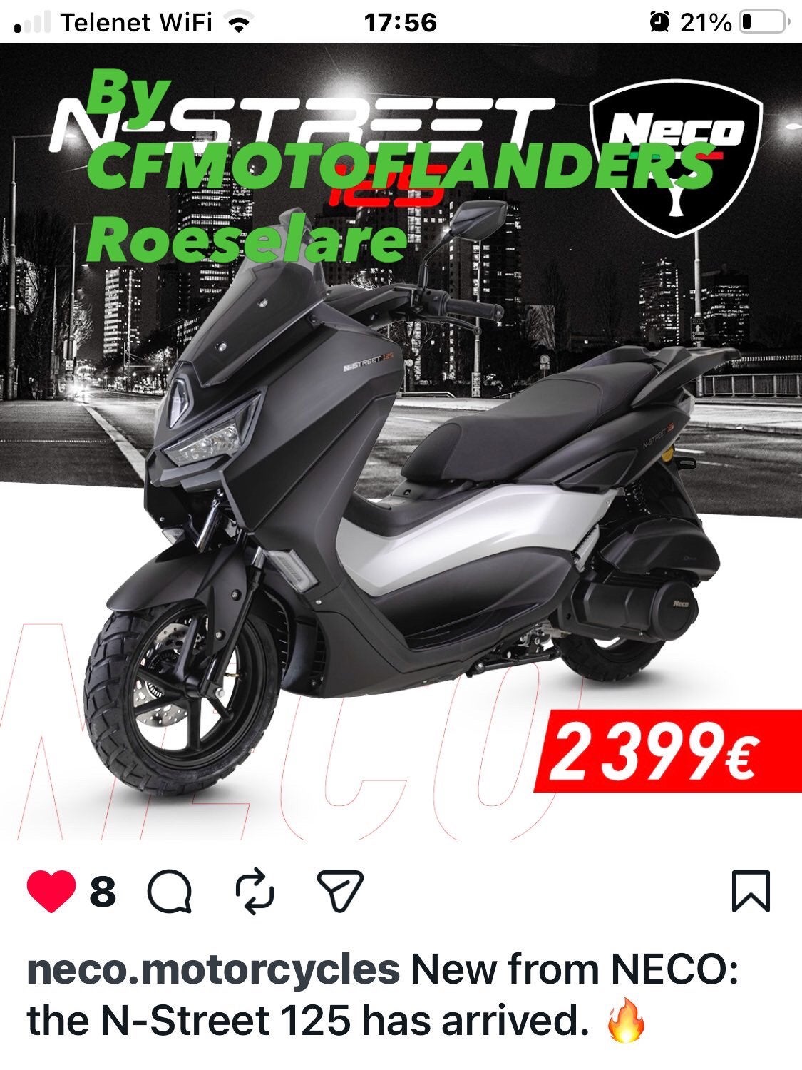 Neco -N street 125 new 2026, Scooter, Nieuw, Bedrijf, 11 kW of minder