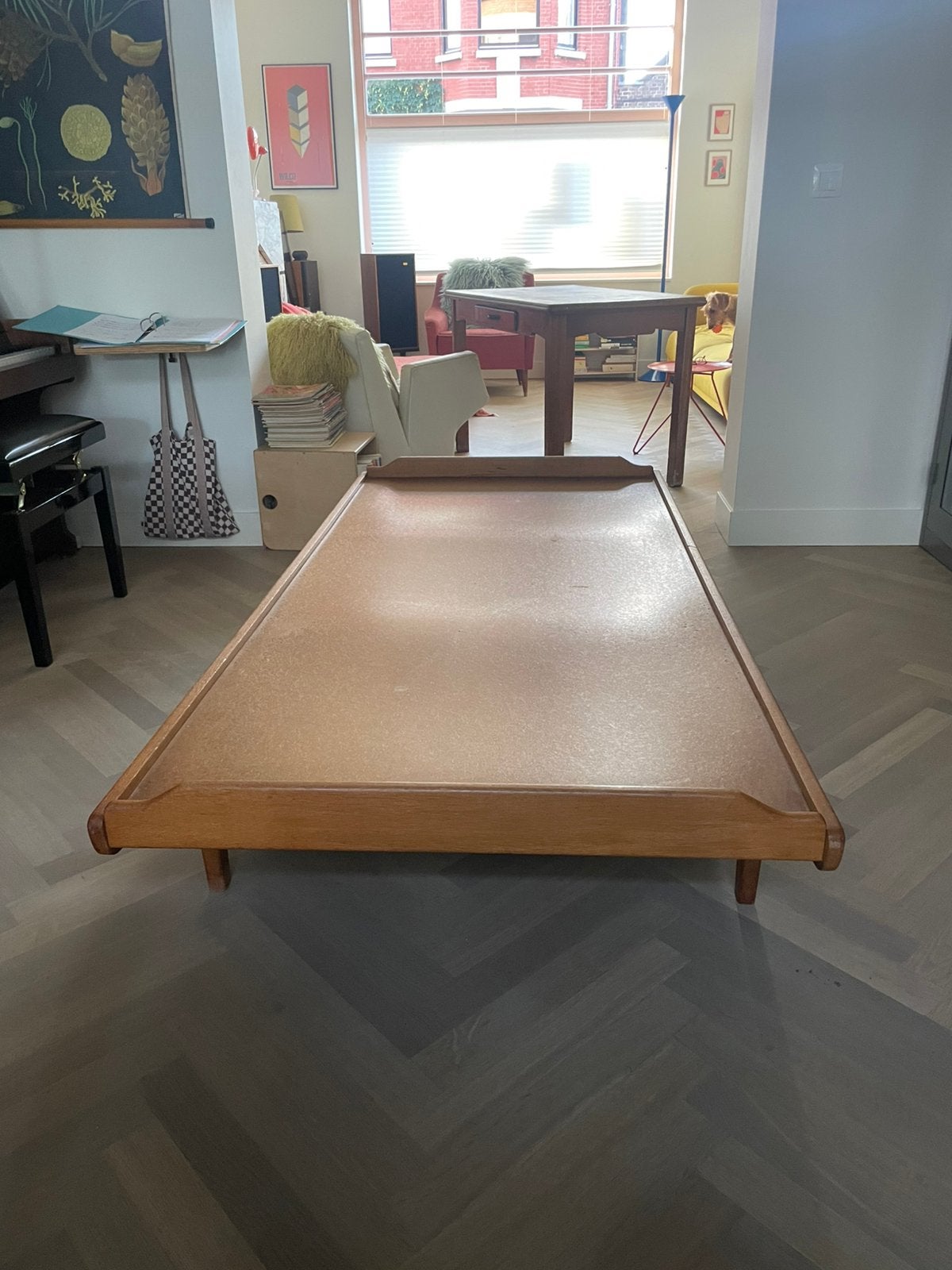 Vintage houten bed, Ophalen, Gebruikt, 90 cm, Eenpersoons