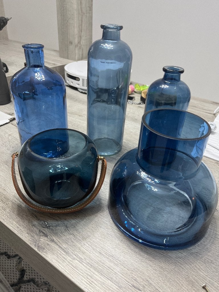 Vazen, Huis en Inrichting, Ophalen, Gebruikt, Blauw, Glas