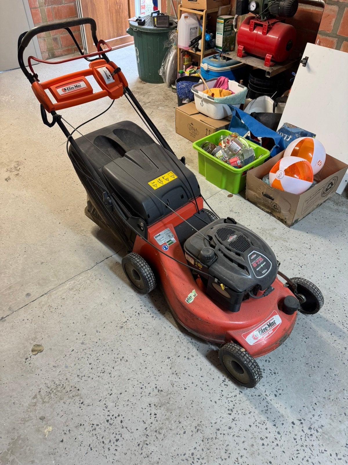 Oleo Mac zelftrekker grasmachine 190cc motor, Tuin en Terras, Grasmaaiers, Ophalen, Gebruikt, Benzine-grasmaaier, Opvangbak