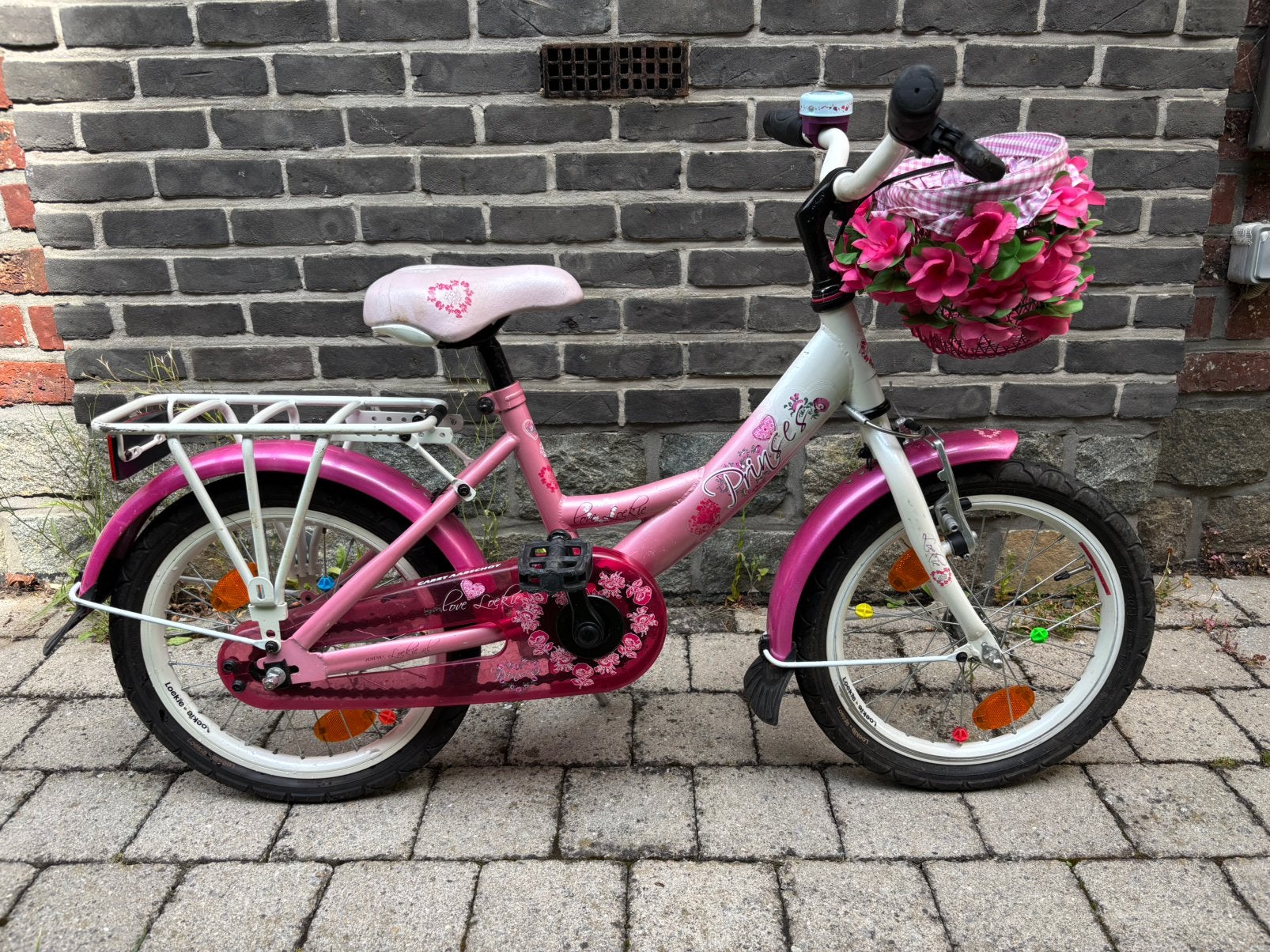 16 inch kinderfiets met mandje, Fietsen en Brommers, Ophalen, Terugtraprem, Gebruikt, Handrem