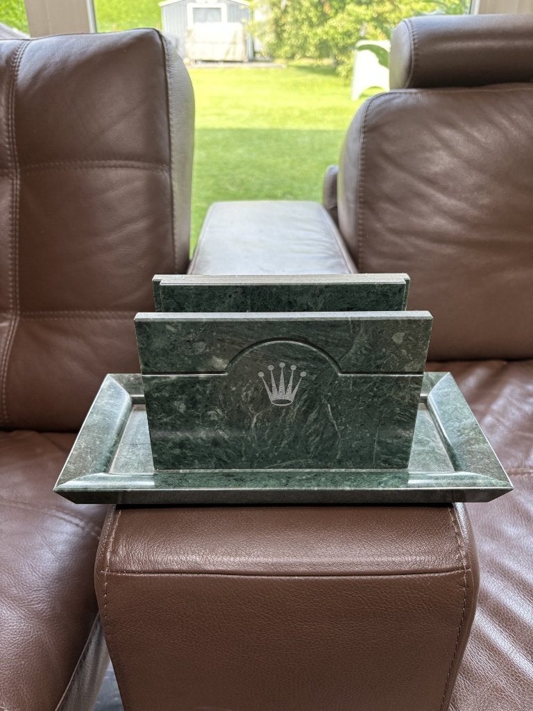Porte-courrier Rolex en marbre vert. Un eye-catcher sublime., Collections, Marques & Objets publicitaires, Comme neuf, Panneau publicitaire