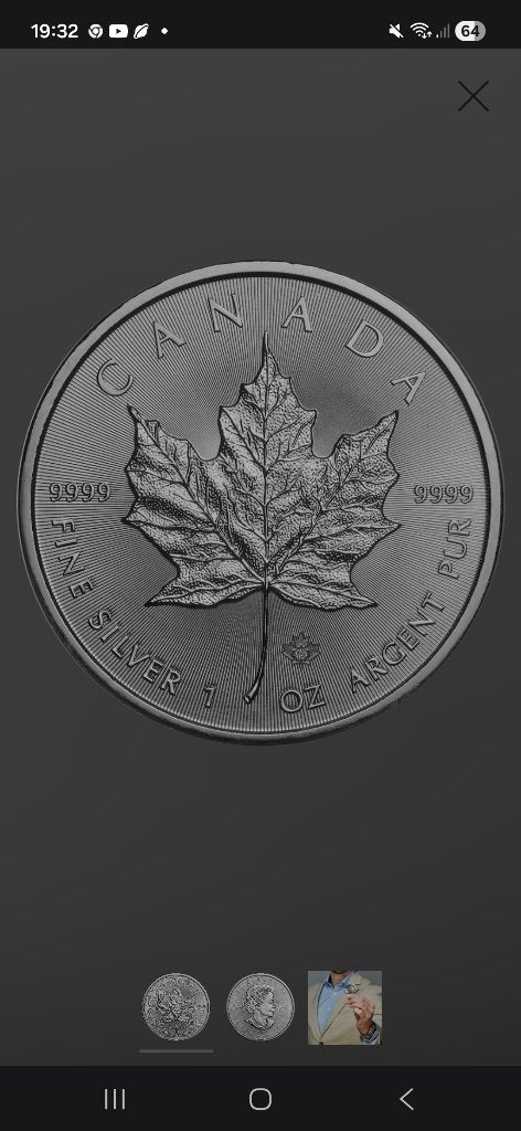 Maple leaf zilveren munt, Postzegels en Munten, Ophalen, Zilver