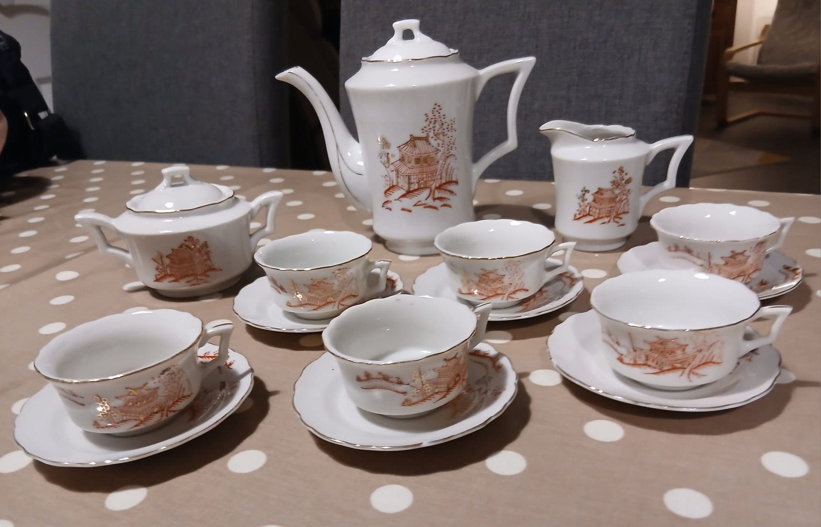 Service à thé / café vintage Porcelaine EMS Japon 1960, Enlèvement