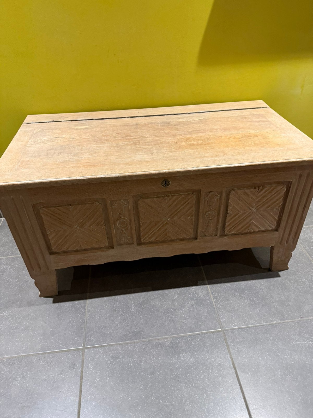 Grande boîte de rangement rustique/boîte à couvertures, Maison & Meubles, Enlèvement, Comme neuf, Chêne