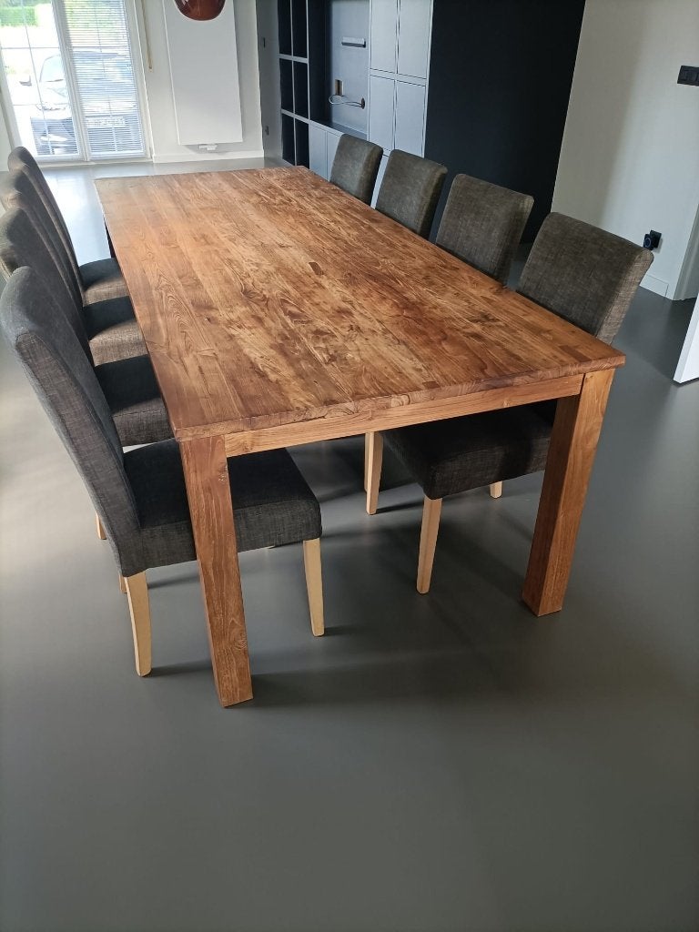 Teaken tafel/stoelen, Huis en Inrichting, Tafels | Eettafels, Ophalen, Gebruikt, Teakhout, 50 tot 100 cm