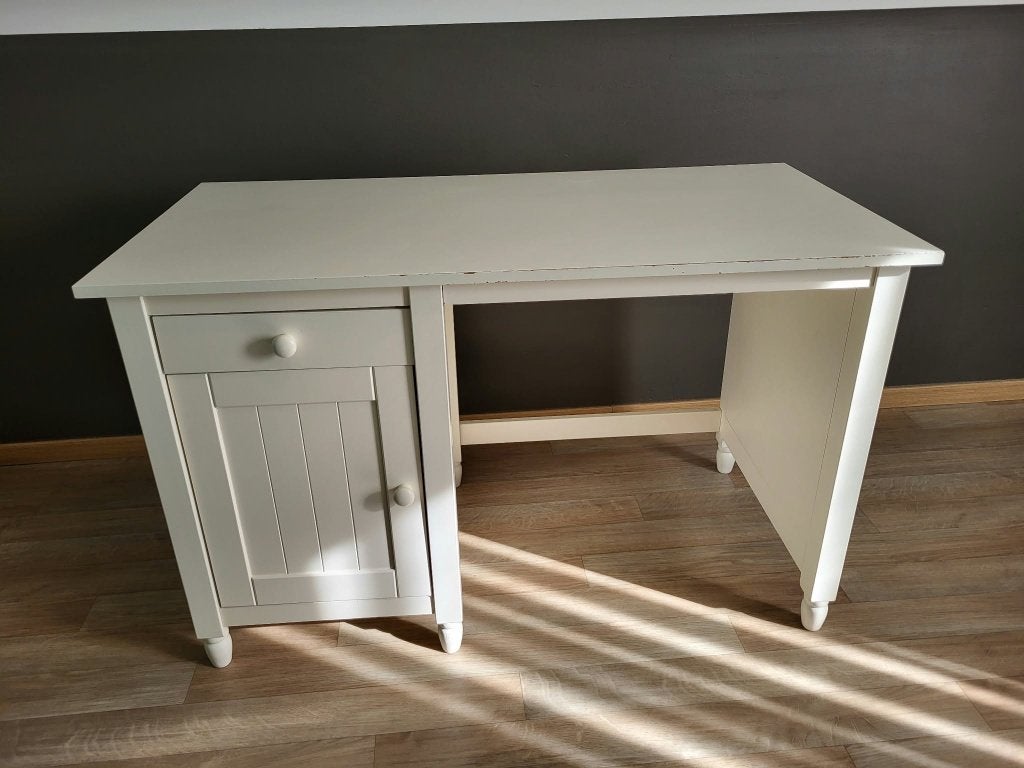 Bureau blanc en pin massif/MDF, Autres marques, Bureau d'écolier, Classique, Démontable