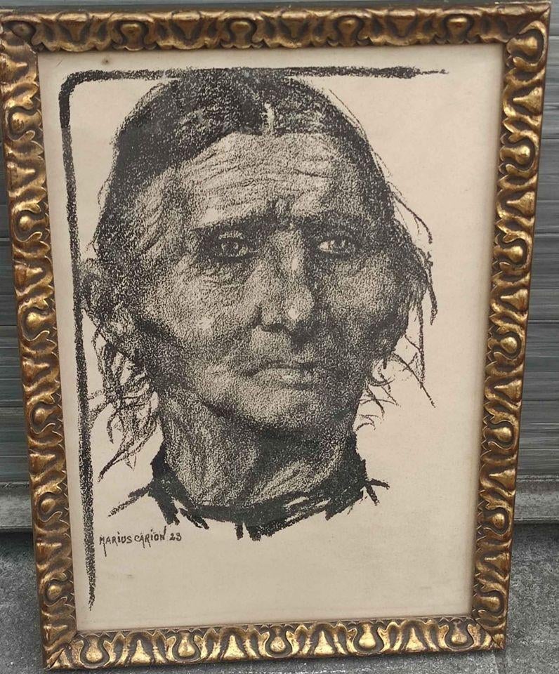 Lithographie femme signe marius carion, Antiquités & Art, Enlèvement ou Envoi