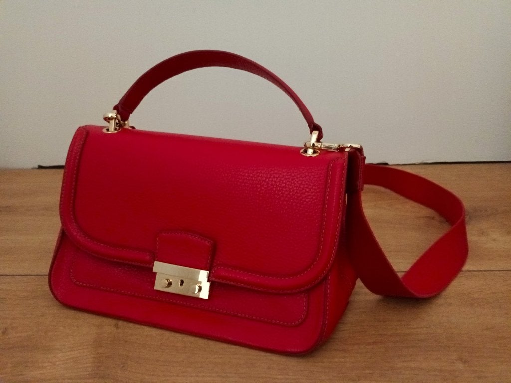 Leren handtas - Massimo Dutti - rood, Verzenden, Zo goed als nieuw, Rood, Handtas