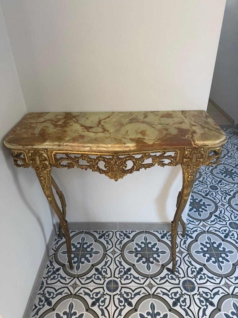 Prachtige Louis XV Rococo console met onyx blad, Huis en Inrichting, Ophalen, Gebruikt