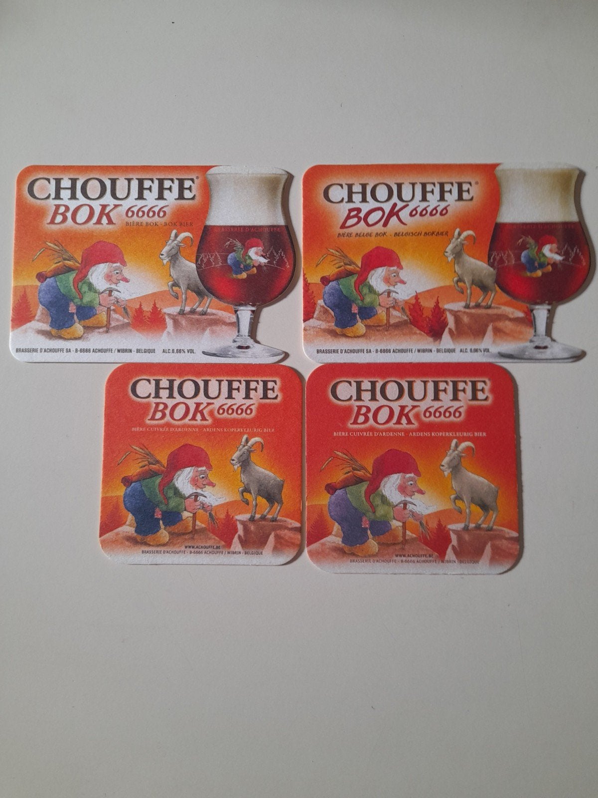 4 verschillende bierviltjes chouffe bok 6666, Verzamelen, Ophalen of Verzenden