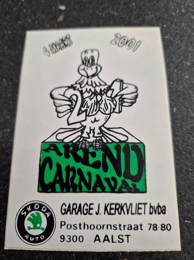 Carnaval Aalst sticker Arend 2001, Ophalen of Verzenden