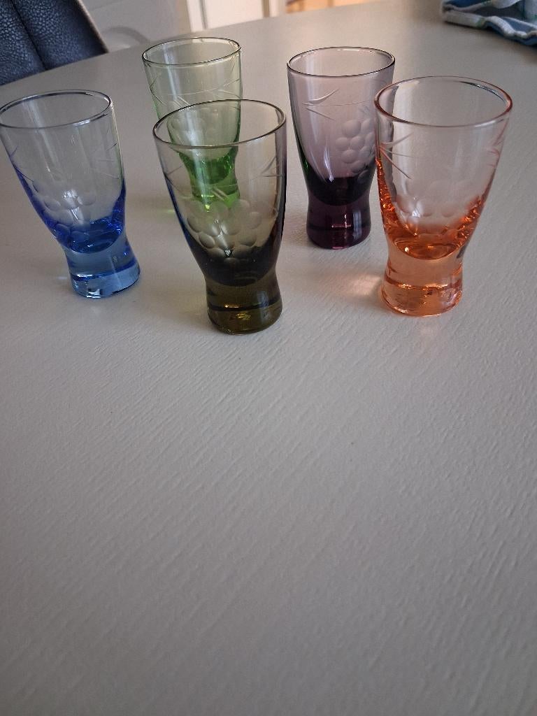 5 stuks vintage schot glaasjes, Antiek en Kunst, Ophalen