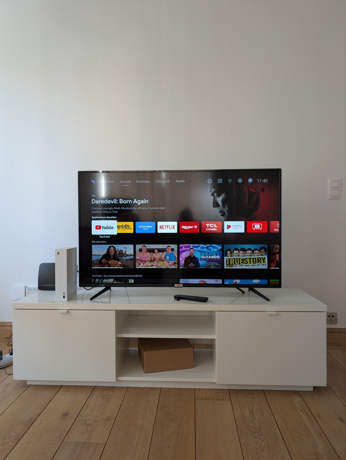 IKEA BYÅS tv-meubel — glanzend wit — 160x42x45 cm, Ophalen, Zo goed als nieuw