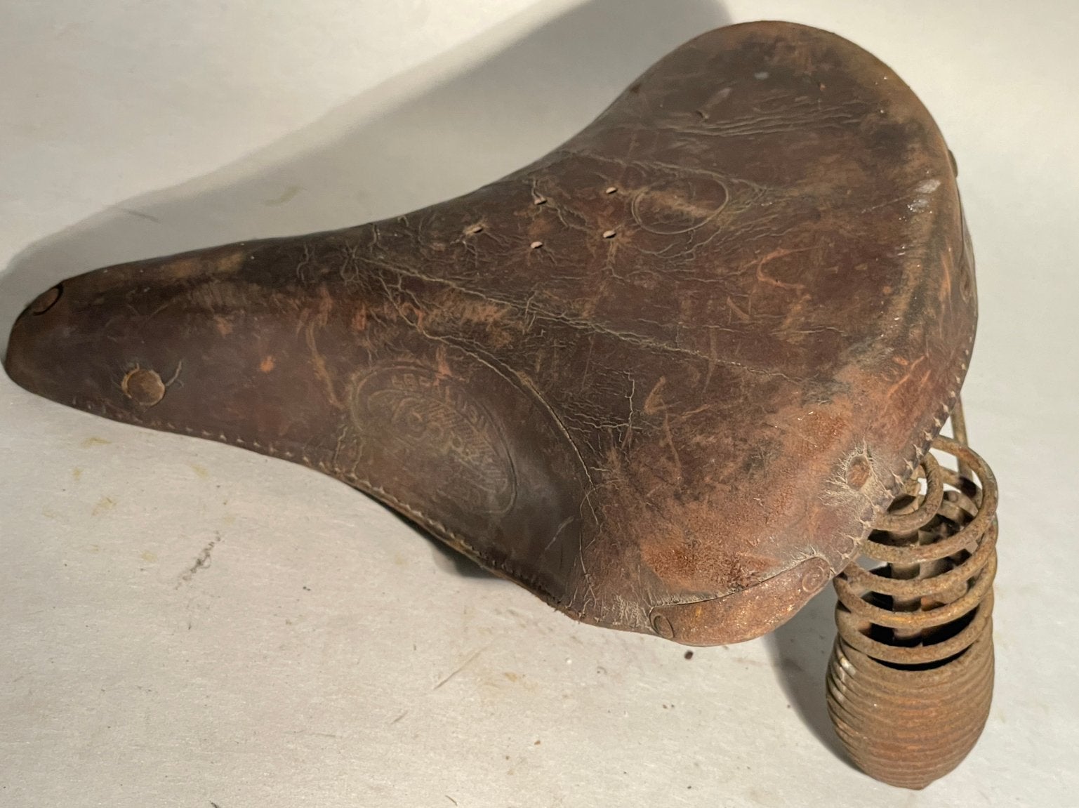 Selle de vélo vintage cuir marron Brown & Lepa (2 pièces), Enlèvement