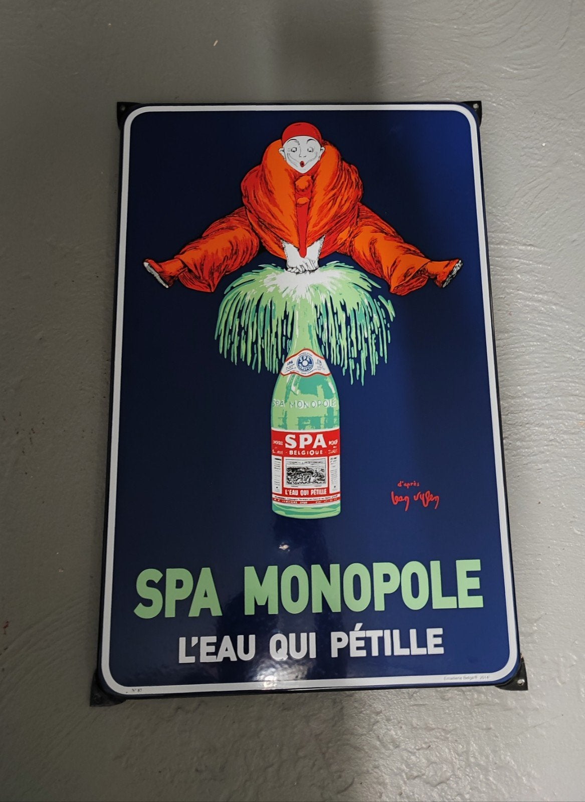 Plaque émaillée Spa Monopole Bleue, Collections, Enlèvement ou Envoi, Comme neuf, Panneau publicitaire