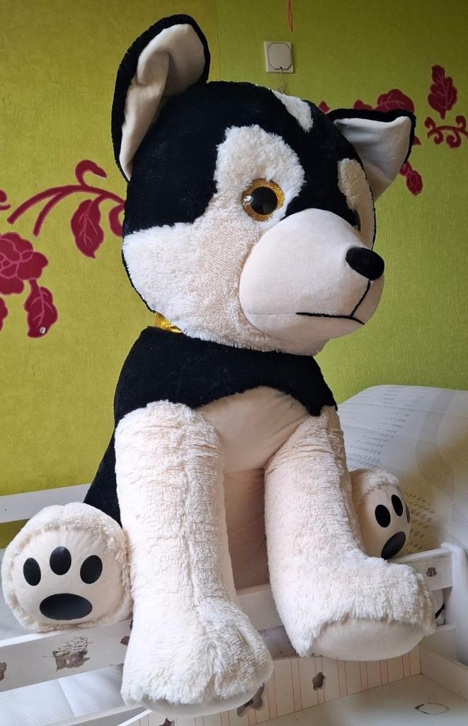 Chien Peluche, Blanc, Comme neuf, Enlèvement, Chien