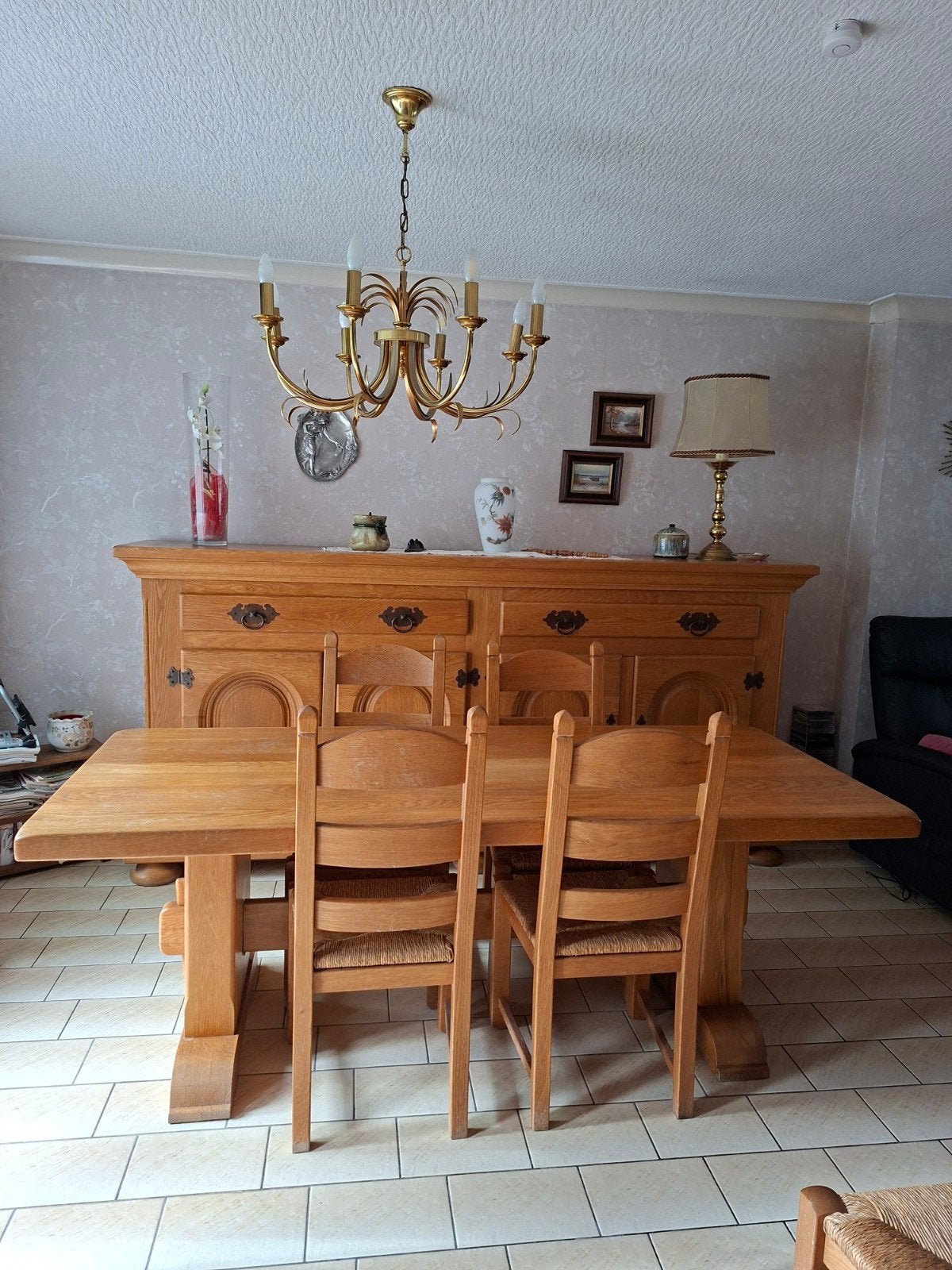 salle à manger chêne massif  urgent, doit partir, Maison & Meubles, Enlèvement, Chêne