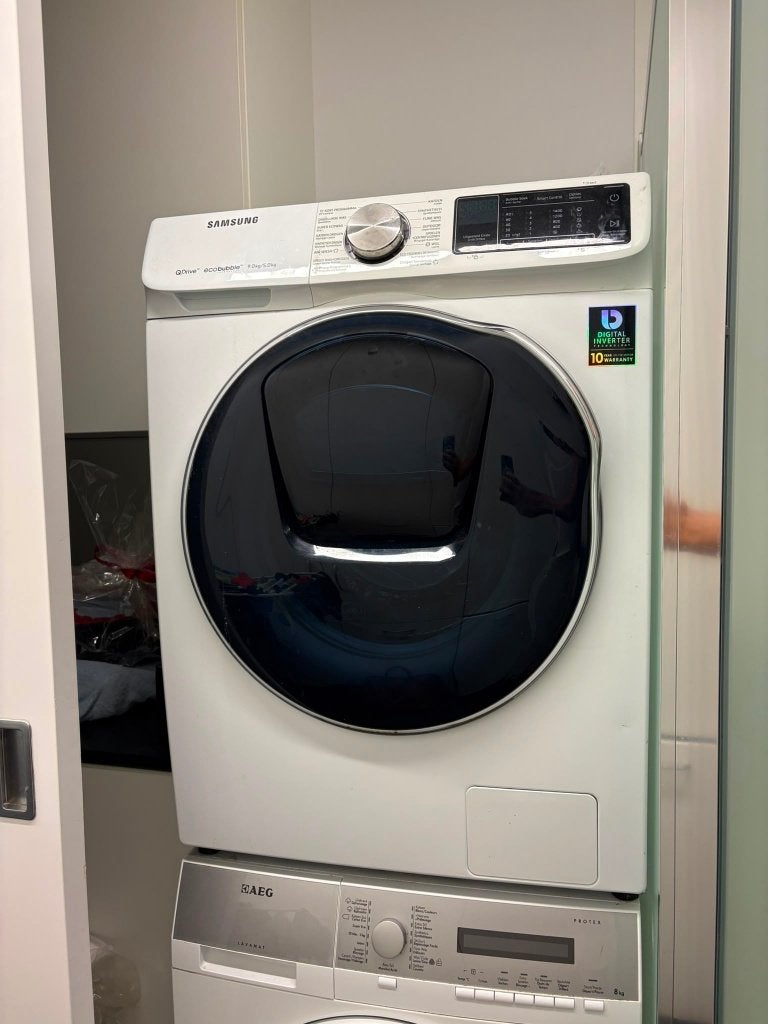 Samsung QDrive ecobubble Combi wasmachine/droogkast, 6 tot 8 kg, Ophalen, Gebruikt, 85 tot 90 cm