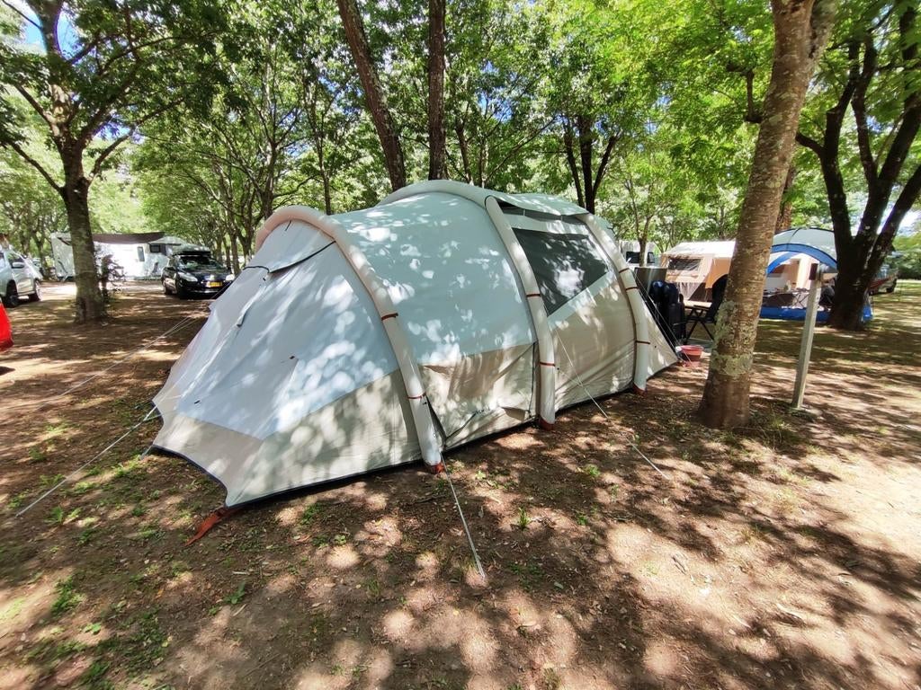 Tente gonflable 5 personnes + auvent, Caravanes & Camping, Enlèvement, Utilisé, Jusqu'à 5