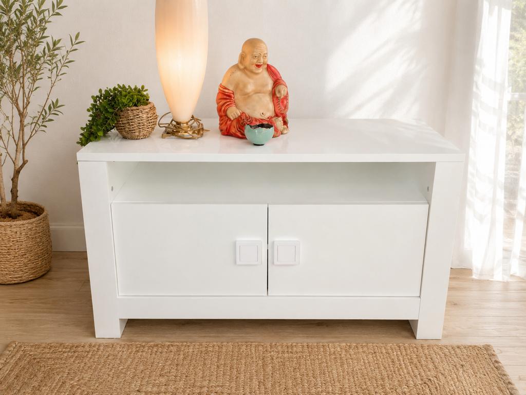 Moderne witte kast / tv-meubel / dressoir – hoogglans, Maison & Meubles, Armoires | Mobilier de télévision, Comme neuf, Enlèvement