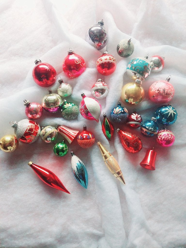 Vintage kerst ballen en pegels, Ophalen of Verzenden, Gebruikt