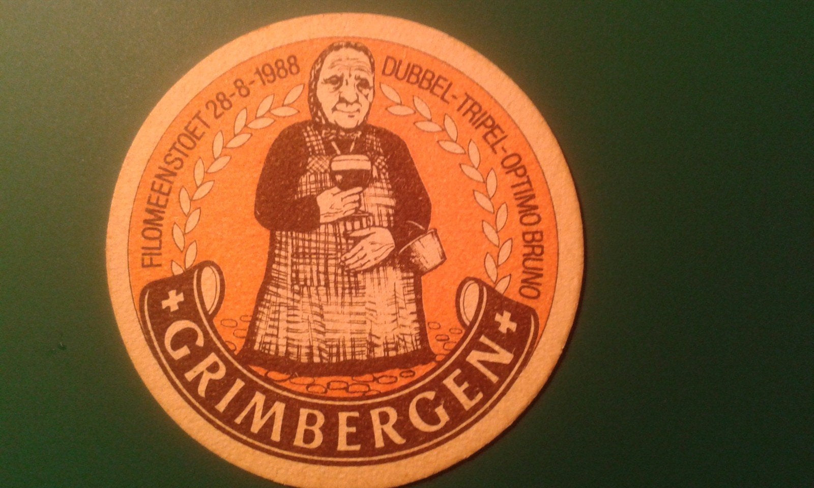 Tapis à bière Grimbergen (Filomeenparade 1988), Collections, Marques de bière, Enlèvement ou Envoi, Utilisé, Autres marques
