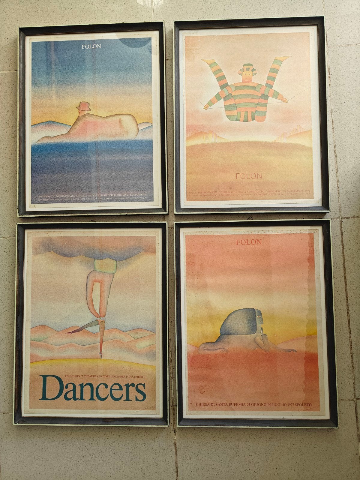 4 litografische affiches Folon, Antiek en Kunst, Gesigneerd in de plaat, Ophalen of Verzenden, Lithografie