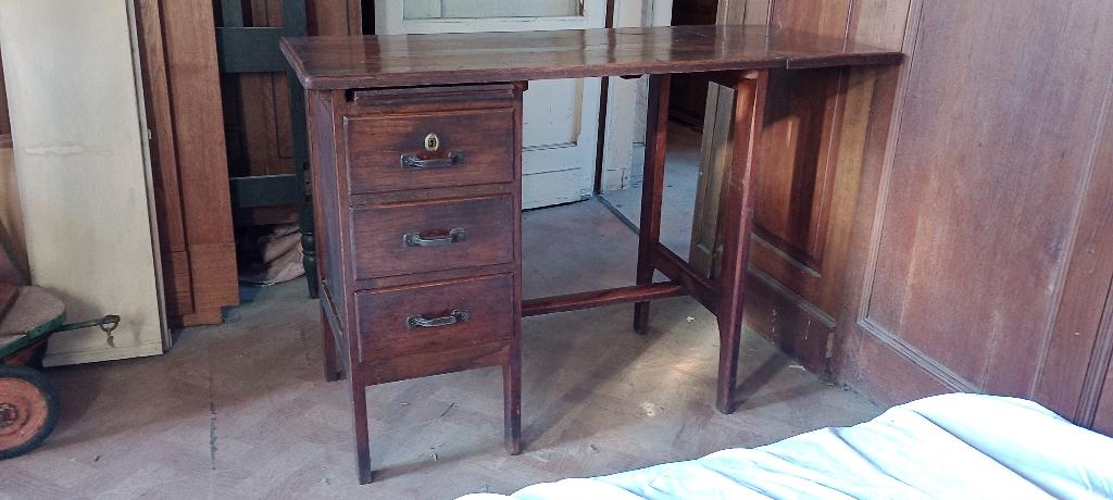 Antiek eikenhouten kinderbureau,3 laden,originele verlenging, Huis en Inrichting, Bureaus, Ophalen, Gebruikt, Kinderbureau, Vintage
