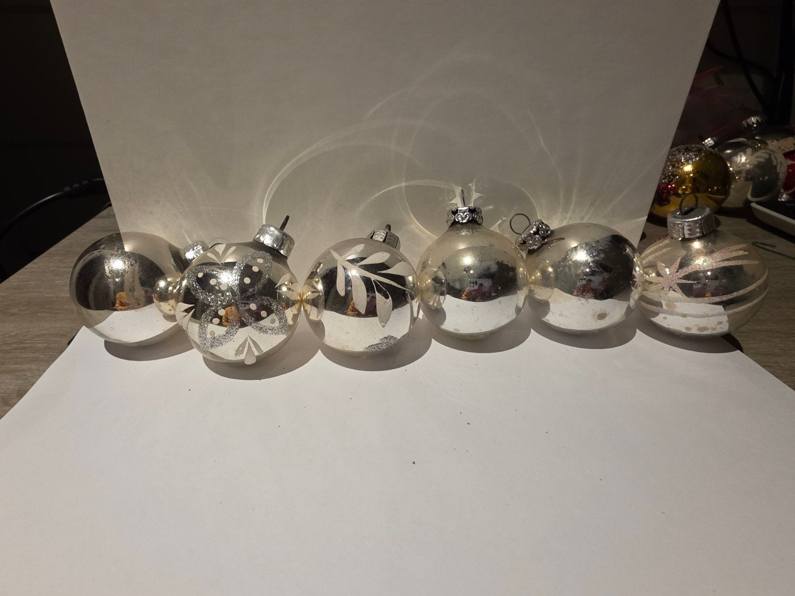 set zilveren vintage kerstballen, Diversen, Ophalen of Verzenden, Gebruikt