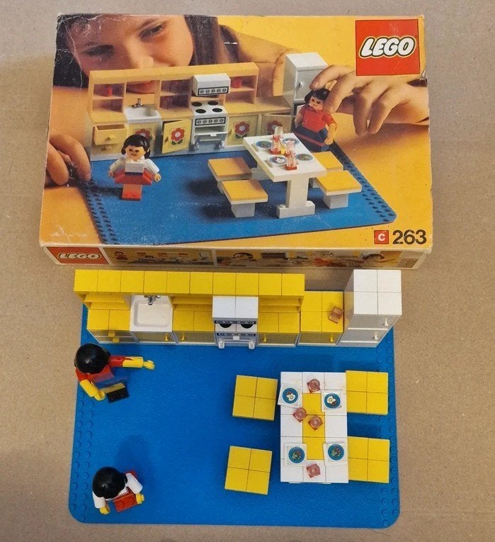 Boîte de Lego 263 Cuisine + boîte et livret complet, Lego, Ensemble complet, Instructions incluses, Utilisé