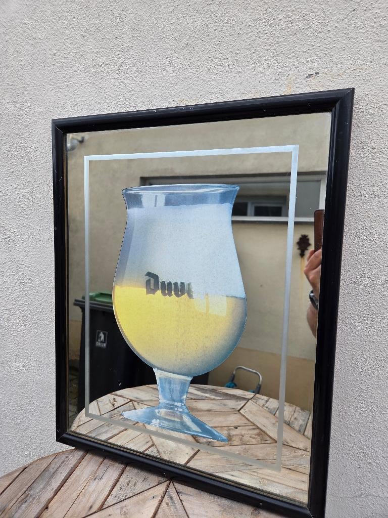 Spiegel Duvel in lijst, Verzamelen, Biermerken, Ophalen of Verzenden, Gebruikt, Reclamebord, Plaat of Schild, Duvel