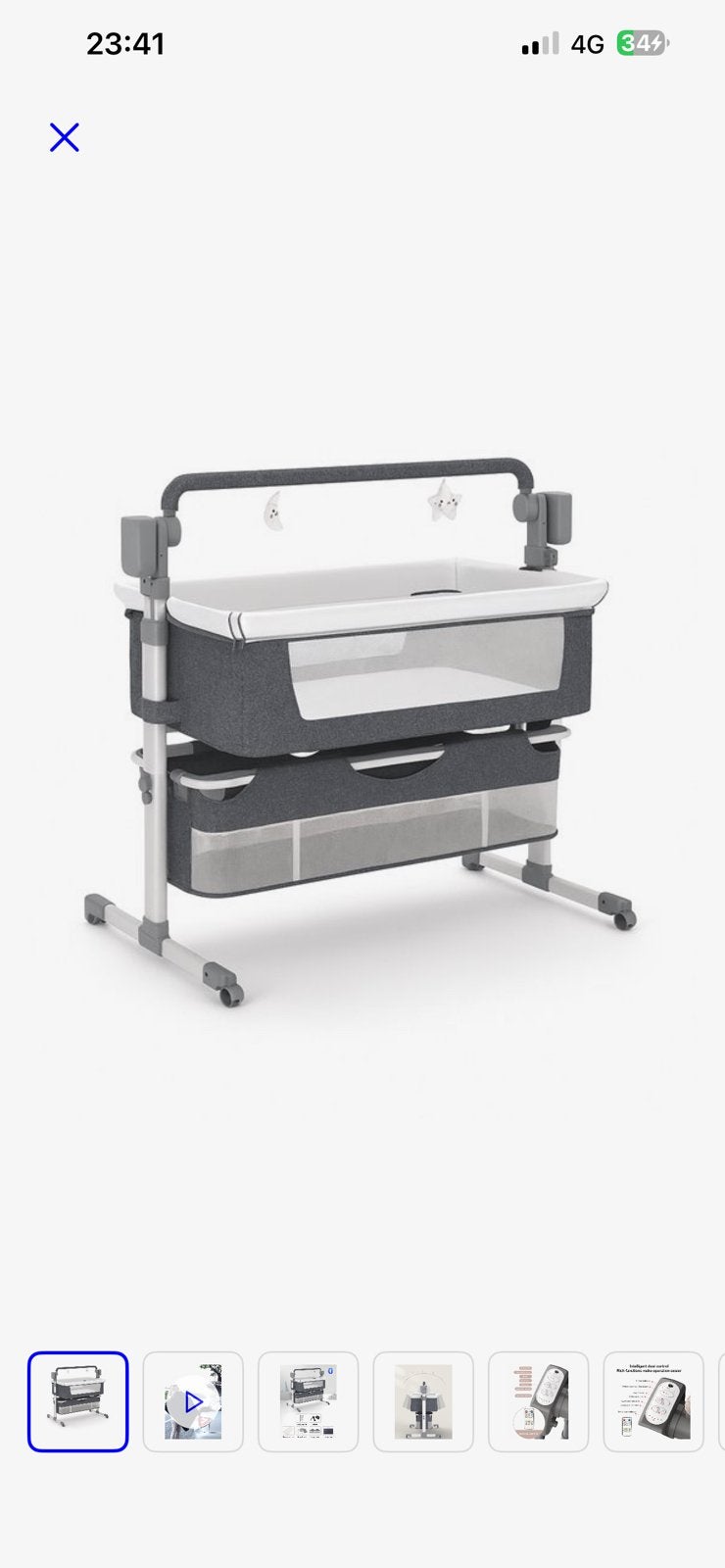 babybed met schommelfunctie en bluetooth speakers, Ophalen, Gebruikt
