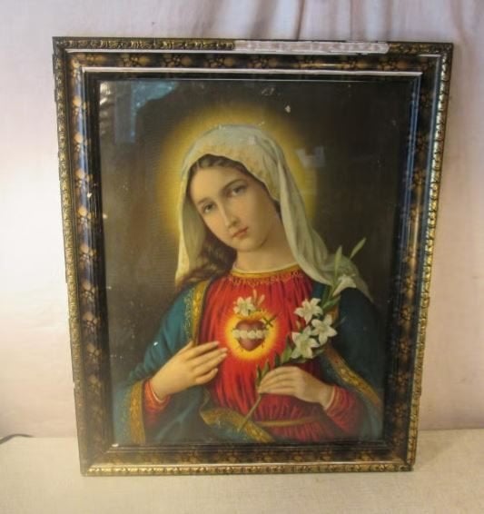 Belle estampe ancienne « Vierge Marie » - 59x48, Antiquités & Art, Enlèvement ou Envoi
