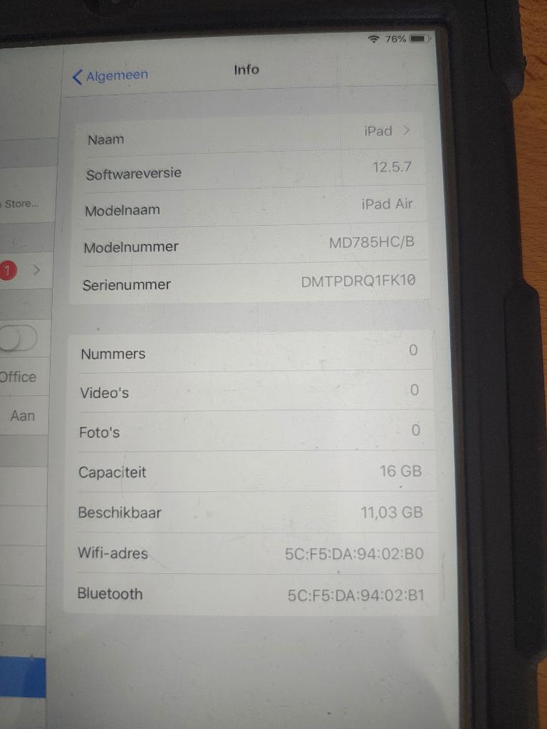 Apple iPad Air 2013, Informatique & Logiciels, Apple iPad Tablettes, Enlèvement ou Envoi, Apple iPad, Utilisé, 16 GB