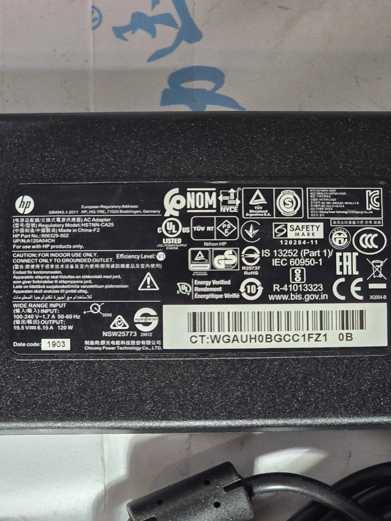 Originele HP 120W laptop oplader HSTNN-CA25 19.5V 6.15A, Verzenden, Zo goed als nieuw, HP