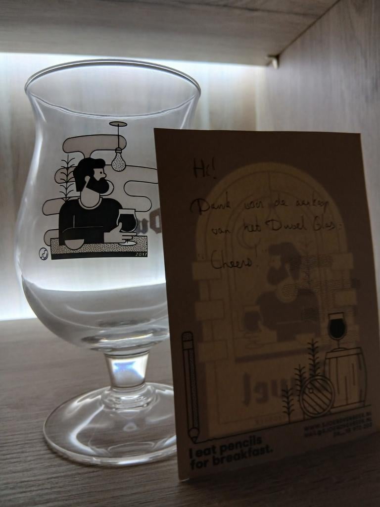 Duvel glas cheers  van. Sjoerd Verbeeck met kaart, Ophalen of Verzenden, Nieuw, Glas of Glazen, Duvel