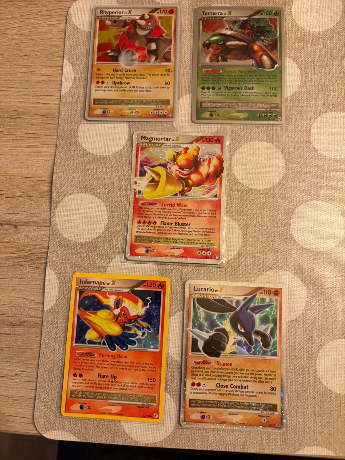 Lot van 5 Vintage Pokémon LV.X Kaarten(Diamond&Pearl), Ophalen, Zo goed als nieuw