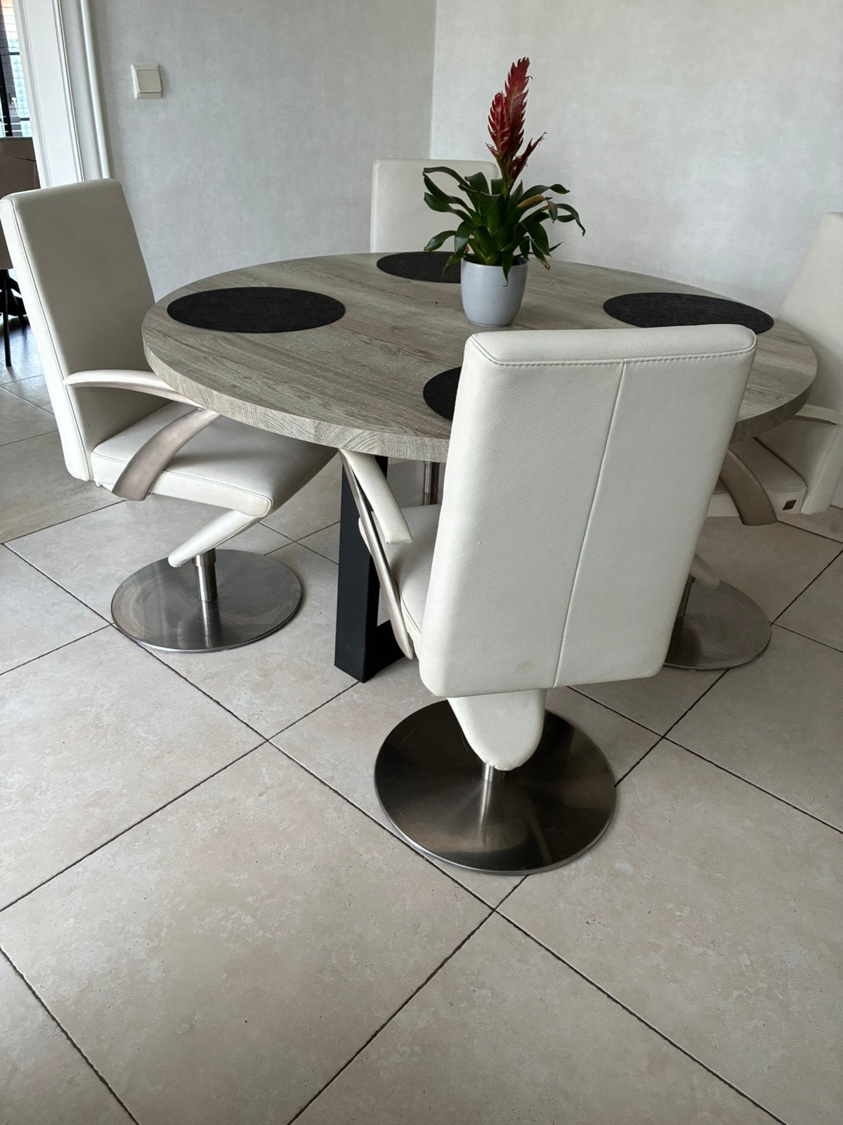 Design leder eetkamer  stoelen draaibaar, Maison & Meubles, Enlèvement, Comme neuf