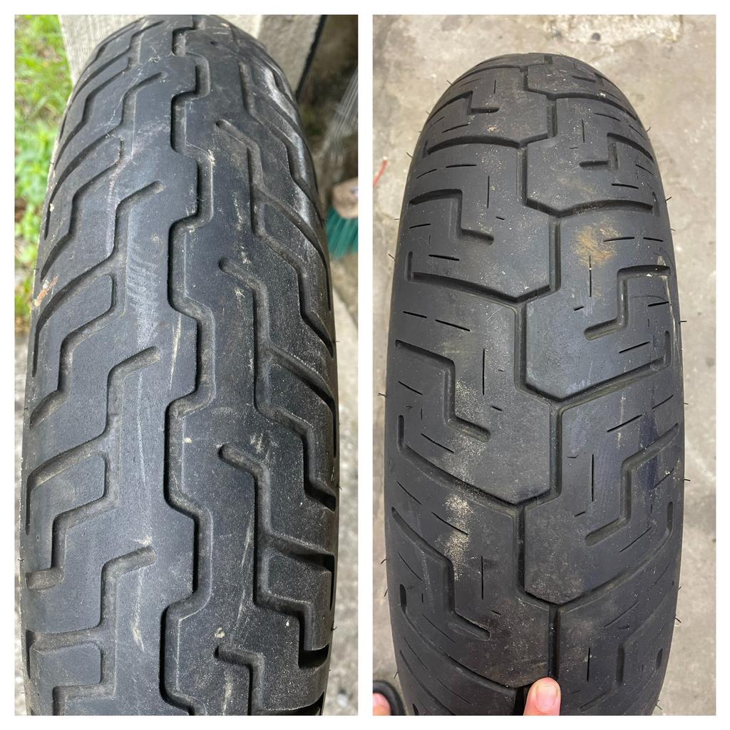 2 Harley Davidson 130-70-18 Dunlop 160-70-17 banden, Motoren, Ophalen, Gebruikt