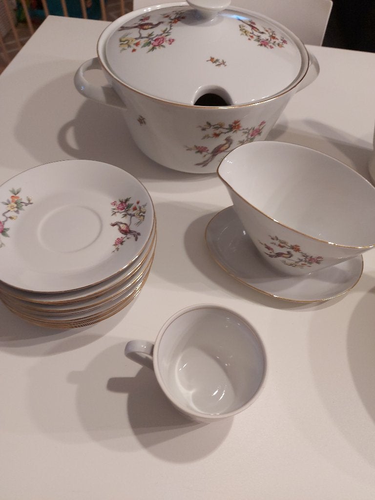 servies met vogelafbeelding Bavaria, Ophalen