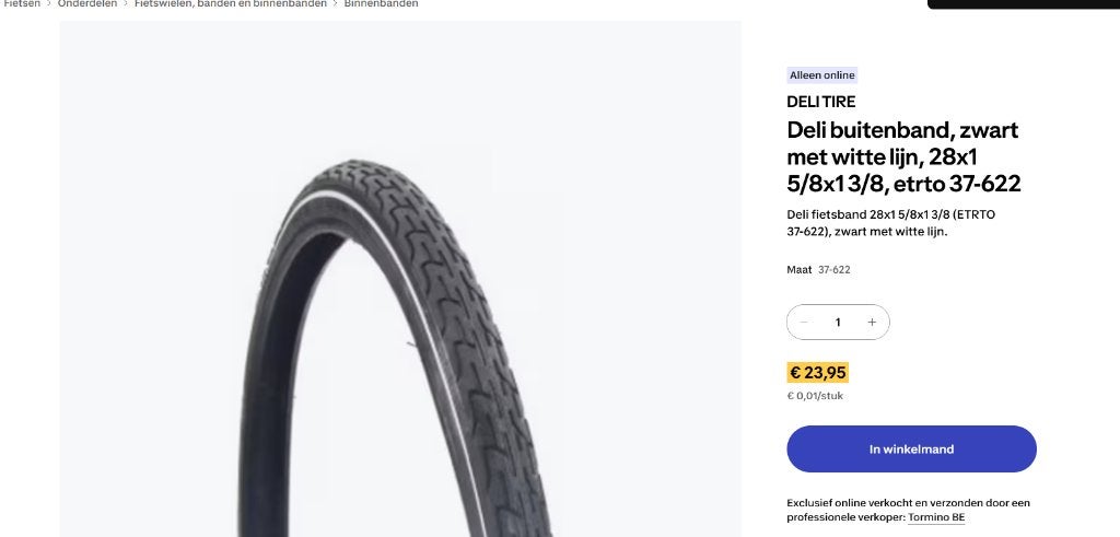 Deli 28" Buitenband – NIEUW – 37-622, Vélos & Vélomoteurs, Vélos Pièces, Neuf, Caoutchouc, Pneu, Enlèvement ou Envoi