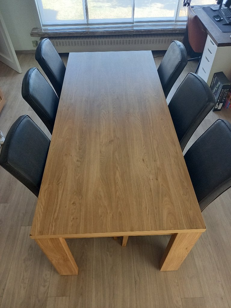 Tafel met 6 stoelen, Huis en Inrichting, Ophalen, Gebruikt, 50 tot 100 cm, Vijf personen of meer