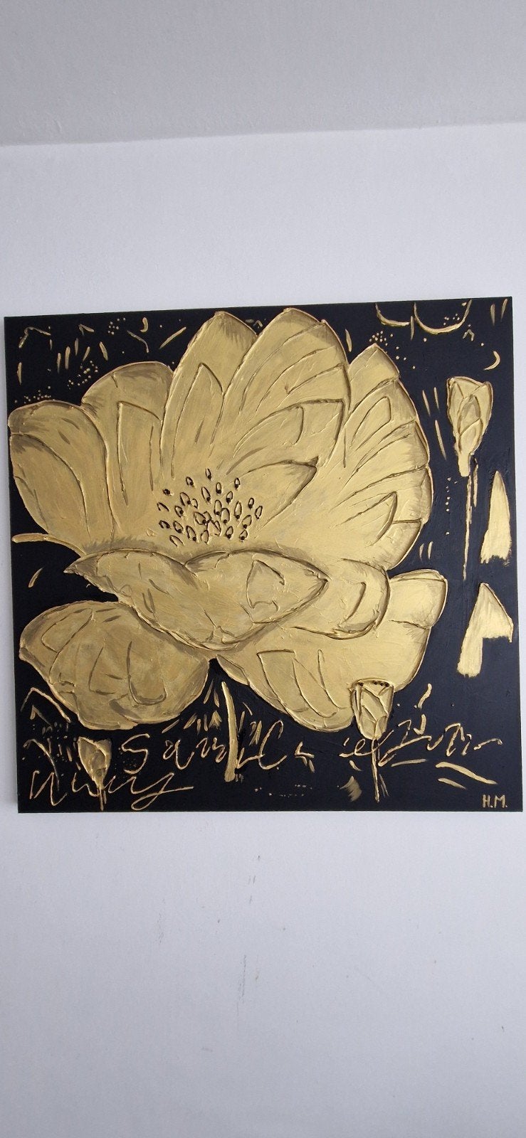 art painted, Antiek en Kunst, Ophalen of Verzenden, Kunststof, Acrylverf, Bloemen