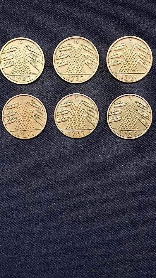 Duitsland set 10 Reichspfennig 1935 volledig PRACHTIG, Ophalen of Verzenden, Duitsland, Setje