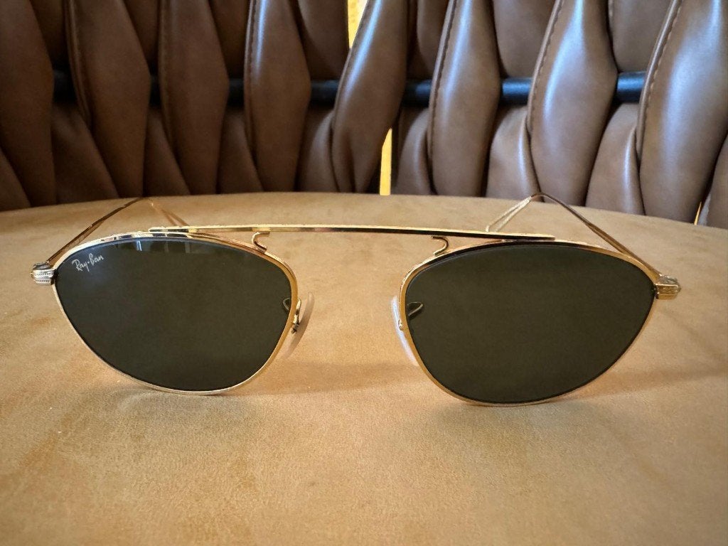 Vintage B&L Ray-ban zonnebril smal aviator Art Deco T03, Ophalen of Verzenden, Zo goed als nieuw, Zonnebril, Ray-Ban