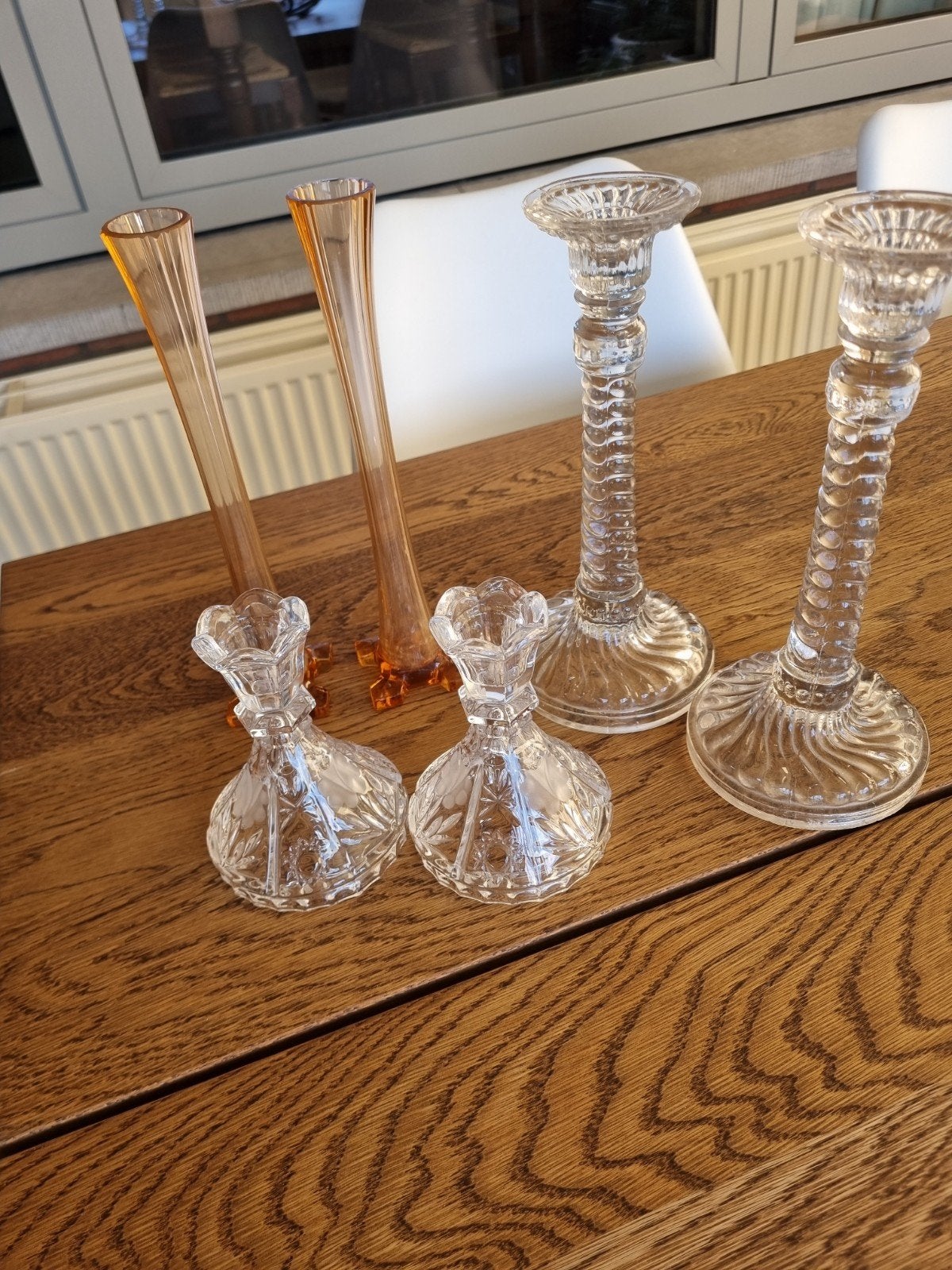 4 kandelaars  en 2 vaasjes   grote 25 hoog   klein 13 hoog, Antiquités & Art, Enlèvement