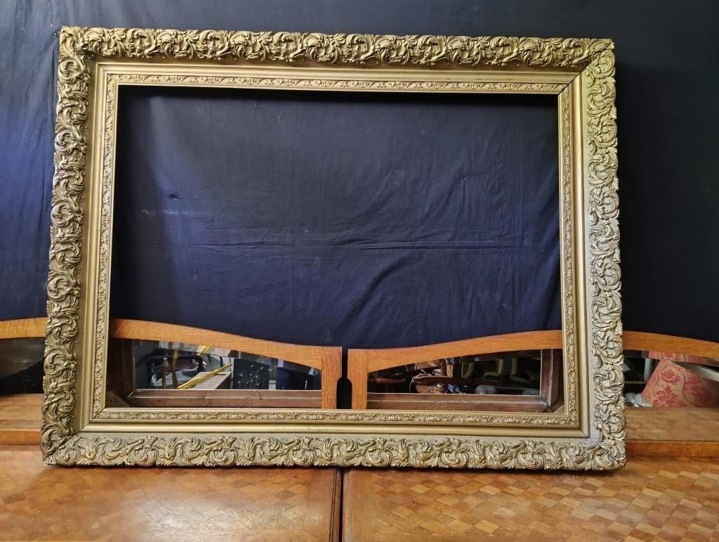Très grand cadre ancien bois sculpté, Enlèvement
